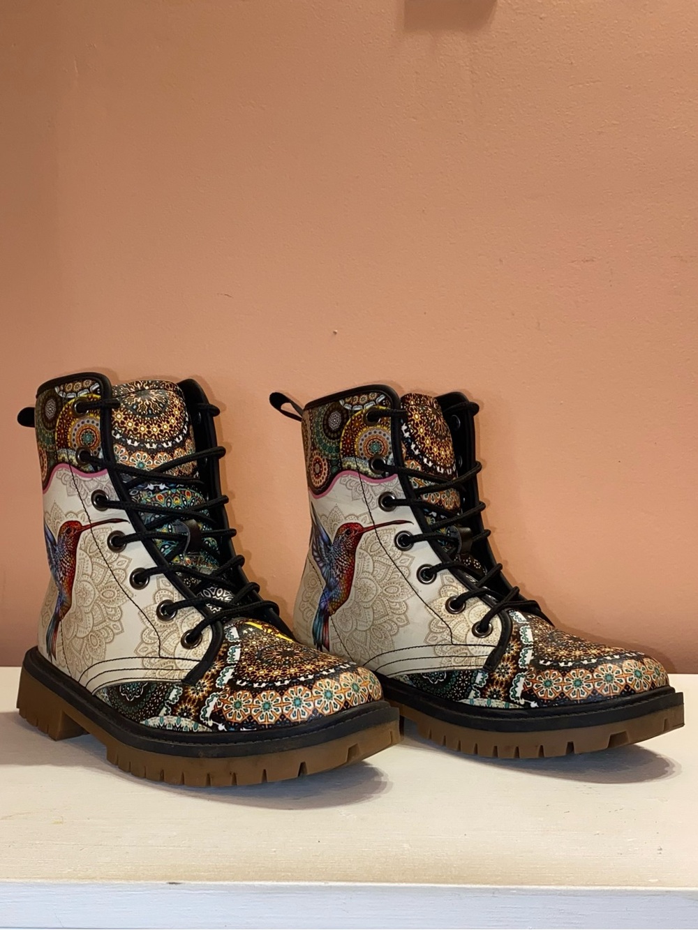 HUMMINGBIRD VINTAGE MADALA Vegan Leather Combat Boots Size 9 - Picture 2 of 10